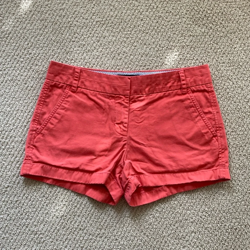 J. Crew Chino Shorts Size 2 Thick Fabric Salmon Orange VEUC Casual Preppy
